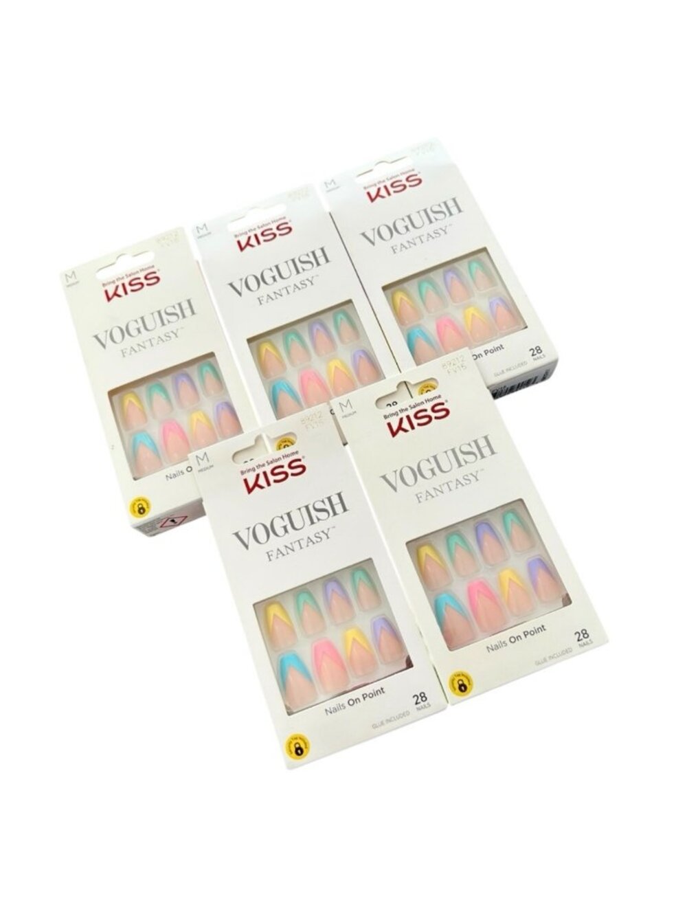 KISS Press on nails 5 sets On Point Voguish Fantasy Pastels Glue included